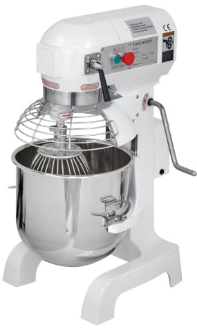 GastroHero Planetenrührwerk, 0 L, 230 V, Edelstahl, Weiß YPL0 | inkl. Rührbesen, Knethaken, Schneebesen, Schutzgitter, 3 Geschwindigkeitsstufen 108 / 199 / 382 U./min, Überhitzungsschutz
