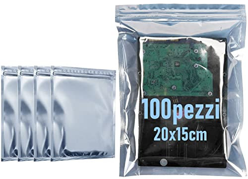 Simpletek 100 Stück antistatische Beutel 20 x 15 cm wiederverschließbar mit Reißverschluss für HDD SSD
