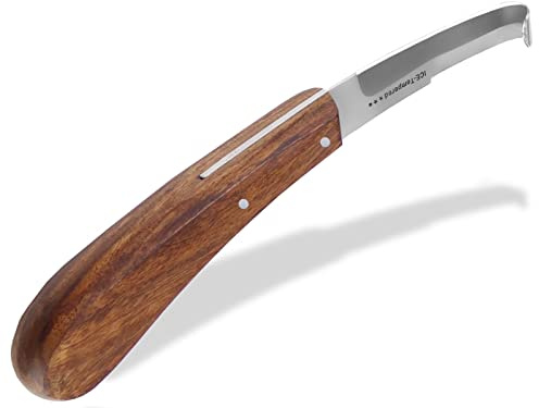 Klauenmesser Hufmesser Rinnmesser 2-Seitig mit breiten scharfen Klingen | Hufpflege Hufschmied Werkzeug mit gebogenem Haken Spezialstahl Rostfrei Ergonomischer Griff für Tiere