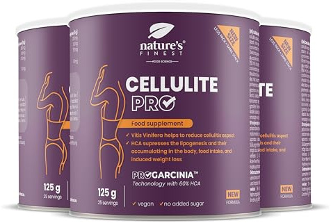 Nature's Finest Cellulite PRO, Trinkpulver 375 g (3er Pack) | Mit Rotwein-Traubenextrakt (30 % Polyphenole) & Garcinia cambogia (60 % HCA) - Waldfruchtgeschmack, vegan
