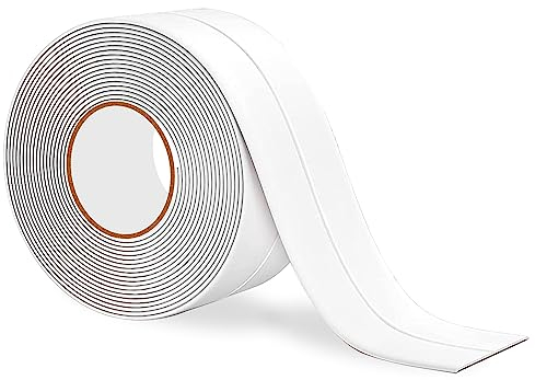 Rusoz Cinta Selladora Impermeable Baño,Cinta De Sellado Autoadhesiva Cinta Adhesiva De Sellado Blanca Antimoho 38mmx3.2m con ayuda adhesiva Para Cocinas, Baños Y Aseos