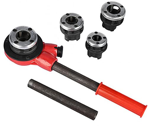 Kit de Enhebrador de Tuberías de 4 Troqueles, Kit de Enhebrado de Tuberías de Fontanero Manual, Juego de Herramientas de Enhebrado de 1/2 3/4 1 1-1/4 con Caja de Plástico