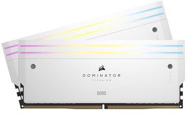 CORSAIR Dominator Titanium RGB DDR5 RAM 32Go (2x16Go) DDR5 Jusqu'à 6400MHz CL32 Intel XMP 3.0 Mémoire pour Ordinateur de Bureau - Blanc (CMP32GX5M2B6400C32W)