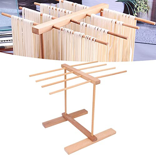 BEIJIALY Nudel-Trockenständer, Zusammenklappbarer Nudelständer, Nudel-Trockenständer aus Holz, 39,1 X 22,1 X 29,9 Cm, Faltbar, Verhindert Ein Verrutschen, Spaghetti-Trockenständer für Zuhause