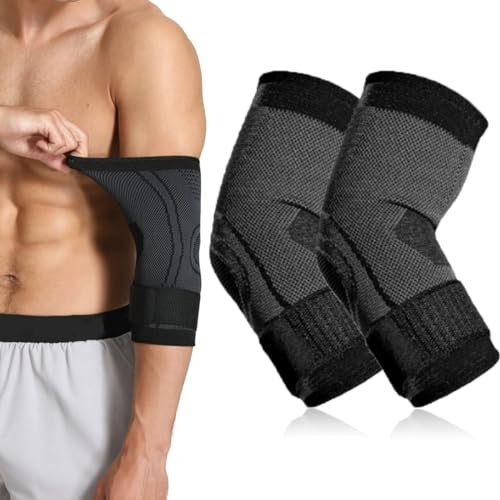 2 Pcs Coudiere pour Femme et Homme, Bandages de Coude, Bandage de Coude Antidérapant, Support Coude, Brassard de Coude de Golfeur et de Tennis Elbow, pour Soulager les Douleurs Articulaires Sportives