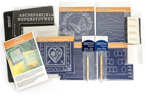 Claritystamp Groovi Plate Deluxe Starter Kit - Craft Kit for Relaxation & Creativity - Beginner & Intermediate - Parchment Craft Kit - Clarity Crafts - Pergamano - Groovi