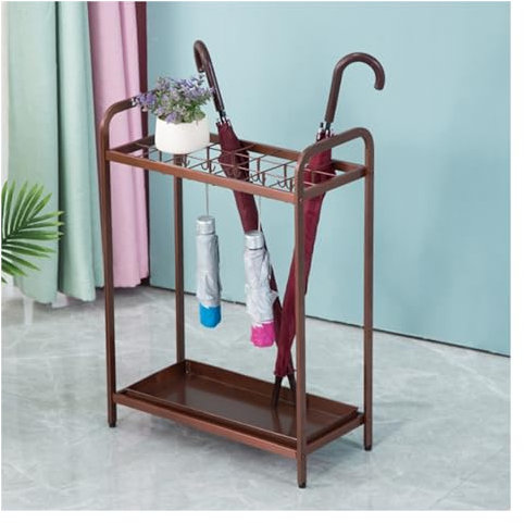 LVLDAWA Regenschirmständer, Regenschirm-Aufbewahrungsregal Mit Abnehmbarer Tropfschale, Industrieller Freistehender Schirmständer-Organizer Für Den Home-Office-Eintritt (Farbe : Braun, Größe : 46X25