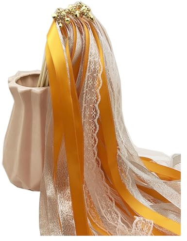 Wedding Wands Hochzeit Zauberstäbe mit Glöckchen & Spitzeband, 10 Stück | Hochzeit Luftschlangen Deko, Feenstab mit Glocke und Spitze Bändern, Für Hochzeit, Geburtstag, Party, Feiertagsfeiern
