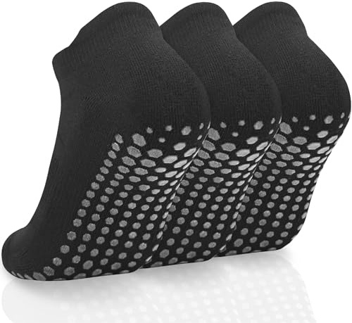 srclo Lot de 3 paires de chaussettes de yoga antidérapantes pour homme et femme - Chaussettes de pilates antidérapantes pour la course à pied, le ballet, la danse, l'hôpital, l'entraînement à