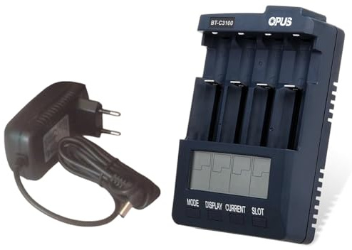 Jrpzcv BT-C3100 Adaptateur de Chargeur de Batterie Universel Intelligent à 4 Emplacements pour Batteries Li-ION Rechargeables Prise UE