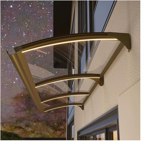 Marquise de Porte et Fenêtres 120x300cm Toit Marquise en Polycarbonate Résistante Auvent de Porte d'entrée Contre La Pluie Et UV ZHZHXR(Size:0.6x0.8m/1.97x2.62ft)