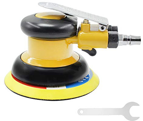 Lijadora orbital aleatoria de aire de 125 mm, pulidora neumática ajustable, juego de lijado para muebles de piedra, productos de madera, metales, automóviles (versión estándar)