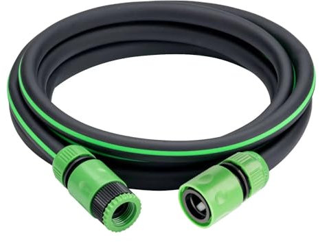 3M Short Garden Hose Extension with 2 Tap Connectors and 1 Hose End Adapter, Small Hose Pipe for Garden Tap, High Pressure Washrer and Hose Reel, 1/2” ID, Black