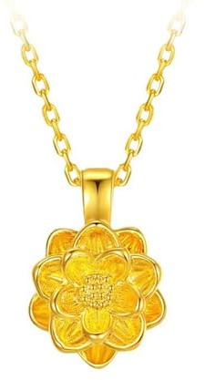 Epinki Echte Goldschmuck, 24K Gold 999 Halskette, Blumen Kette Anhänger, Gelbgold Au750 Damenkette