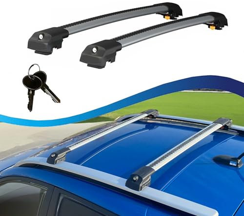 Cross Auto Accessories-Querträger Kompatibel Mit Volkswagen Tiguan R-Line (Ad/Bw) 2020 ab; Dachträger Für Autos Mit Dachreling, Abschließbar Aluminium Schienen Träger, 2 Pcs Grau