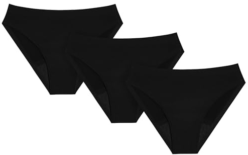 KNIX Teen Girls Leakproof Period Underwear No-Show Bikini 3-Pack – Heavy Flow Protection, Absorbs 4–7 Super Tampons - Black, Small