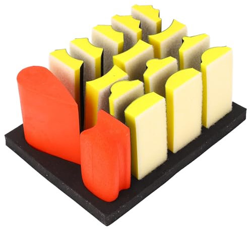 Vomeko 16Pcs Hand Sanding Block Set, Self Adhesive Groove Curved Surface Polishing Block,Groove Grinding Blocks,for Sand Wood Furniture, Auto Paint and Crafts,