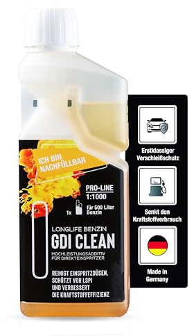 LIFETIME Longlife Benzin Additiv GDI CLEAN | High Tech Motorreiniger Benzin für Moderne Motoren | 1x Flasche für 500l | Optimale Leistung & weniger Verbrauch - 500ml
