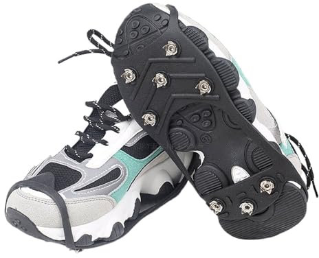 LYHYDMA Steigeisen Für Schuhe 8 Bolzen Anti-Rutsch-Eisgreifer Spike Winterklettern Anti-Rutsch-Schneespikes Griffe Stollen über Schuhüberzüge Steigeisen(S EU 35-40)