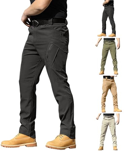 Generisch Cargo Hosen Herren Lockerer Schnitt Hose mit Mehreren Taschen Männer Sommer Cargohose Outdoor Hosen für Herren Trainingshose Wanderhose Men Pants für den Alltag Sport