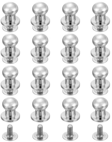 QUARKZMAN 16Pcs Testa Sferica Bullone Posteriore 6mm Testa Rotonda Bottone Nipple Rivetti in Pelle per Fai Da Te Borsa Scarpe Cintura Riparazione, Argento