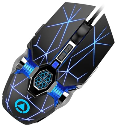 VILLCASE Mouse da Gioco Filo Usb, Resistente All'usura in Abs, 3200 Dpi Regolabili, Supporta Ritardo Modificato per Laptop e Computer Portatile