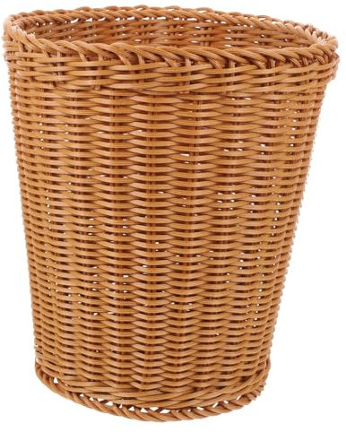 ULTECHNOVO Corbeille à Déchets Tressée Ronde Grosse Capacité En Matériau Naturel Marron, Poubelle Tissée Sans Couvercle, Panier De Rangement Polyvalent Pour Bureau, Salle De Bain Et Maison