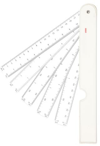 kokdid Regla de ingeniería de arquitecto en forma de abanico, regla métrica plegable, herramienta de medición transparente para arquitectura, dibujo y costura