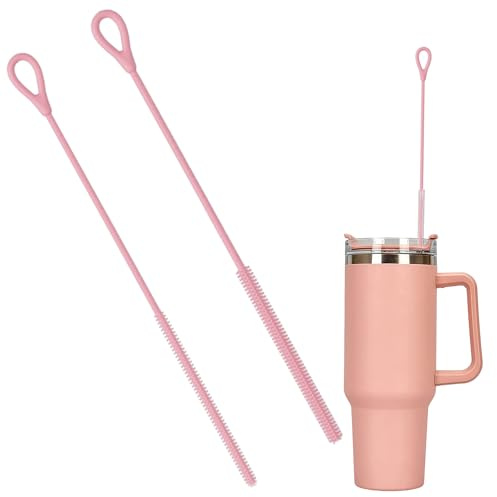 AYNKH 2pcs Brosse de Nettoyage Paille en Silicone, Goupillon Paille Silicone,Brosse à Pailles Reutilisable, Flexible et Pliable, Adaptée aux Pailles en Verre, Métal, Milkshake et aux Verres