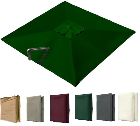 Tettoia di ricambio per ombrellone quadrato offset da 3 m, tessuto per ombrellone da giardino esterno, copertura di protezione UV con 8 stecche, verde 3 x 3 m