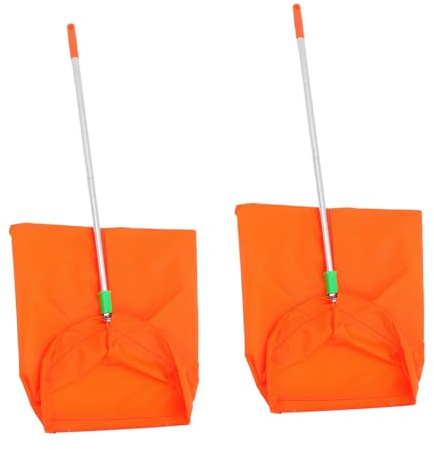 MOLUCKFU 2pcs Windproof Foldable Outdoor Dustpan with Leaf Bag Holder Dual Portable Garden Waste Collectors for Efficient Trash Pickup in Restaurants and Garages Orange