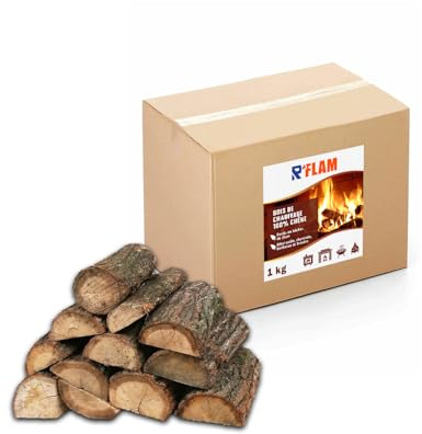 Bois de Chauffage 100% Chêne – Bûches 25 cm – Bois Sec Haute Performance – Idéal poêle, cheminée, Barbecue, braséro – R’FLAM - 1 KG