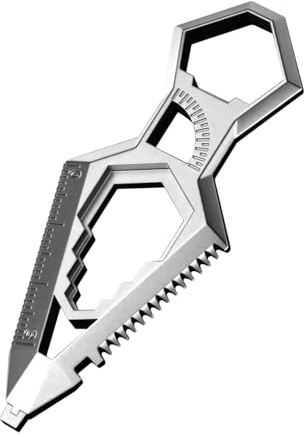 Multi-purpose Keyring – Bottle Opener Wheel Cutter Key, Compact Screwdriver Stainless Steel Keychain Ruler, for Work Camping Survival Hiking Outdoor Car