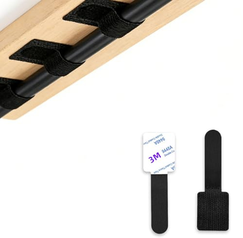 TIHNY 50 Piezas Organizador de Cables Autoadhesivo Negro – Gestión de Cables Escritorio de Nylon con Cierre de Gancho y Bucle Reutilizable – Sujeta Cables para TV PC Laptop (90x30mm)