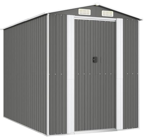 Gecheer Capanno da giardino, capanno attrezzi in acciaio zincato 192x274x223cm, casetta attrezzi per esterno, garage esterno, tettoia per attrezzi da giardino
