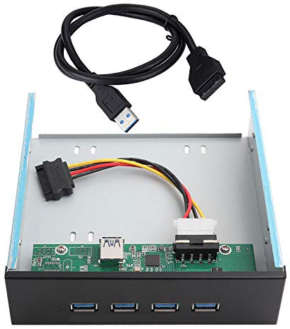 5.25 Inch 19PIN to USB3.0 Front Panel, 4 - Port USB Hub with Optical Drive Bay, CD - ROM Expansion Mobile Rack for Desktop PC with 5Gbps Transfer Speed