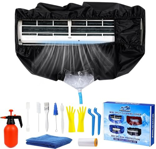 ZSPLIT-MAIR Kit Pulizia Condizionatore, Sacchetto per la Pulizia di Condizionatori Mini-Split e Unità a Parete, Nero XL