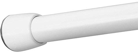iDesign Duschvorhangstange, mittellange Teleskopstange aus Edelstahl, ausziehbare Duschvorhangstange ohne Bohren für Dusche und Badewanne, weiß