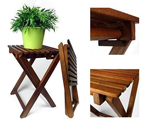 2er Set Klapphocker Lina Beistelltisch Gartenhocker aus Eukalyptusholz
