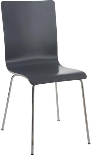 CLP Besucherstuhl Pepe I Ergonomisch Geformter Lehnstuhl Mit Holzsitz I Stabiles Metallgestell I Komfort Und Stil Mit Robuster Konstruktion Farbe grau