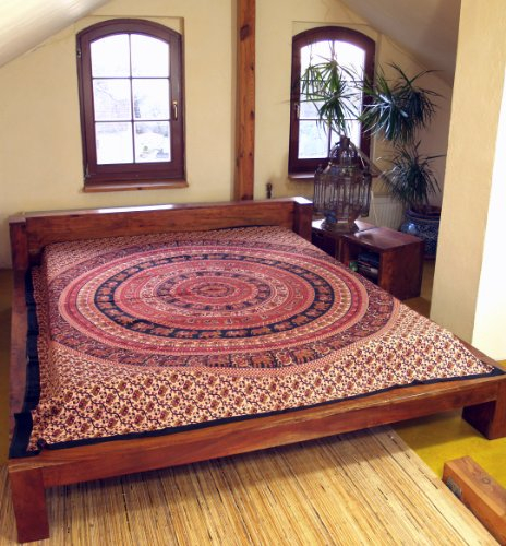 GURU SHOP Indisches Mandala Tuch, Wandtuch, Tagesdecke Mandala Druck - Blau/weiß, Baumwolle, 210x230 cm