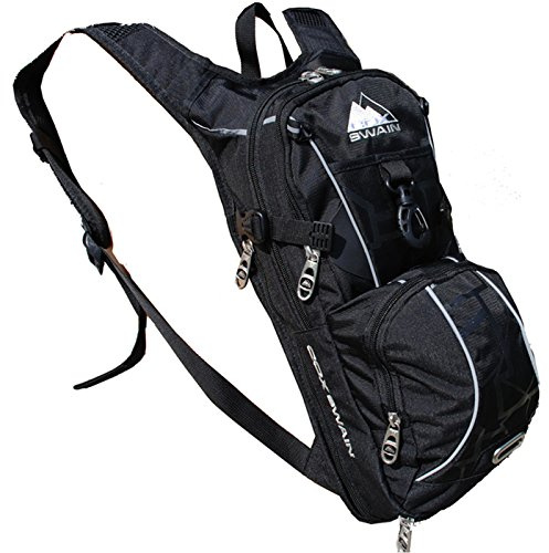 Cox Swain Trinkrucksack Fahrradrucksack schwarz – Leichter Hydration Backpack mit Air Rücken, Helmhalter, Trinkblasenfach, Reflektoren & erweiterbarem Volumen für MTB, Ski & Wandern