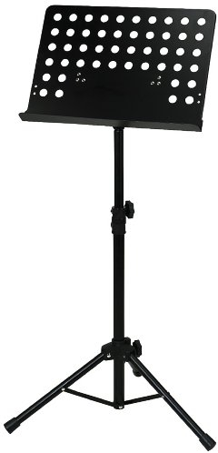 Orchesterpult, schwarz, Metall, schwarz, zusammenlegbar, Platte gelocht, abnehmbar, Rohrverbindung, Höhe: 67 x 120 cm