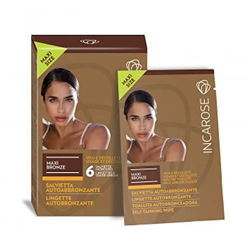 Di-Va Incarose Maxi Bronze Salviette Autoabbronzanti per Viso e Décolleté con Staminali Vegetali - Pacco da 6 pezzi x 80 g