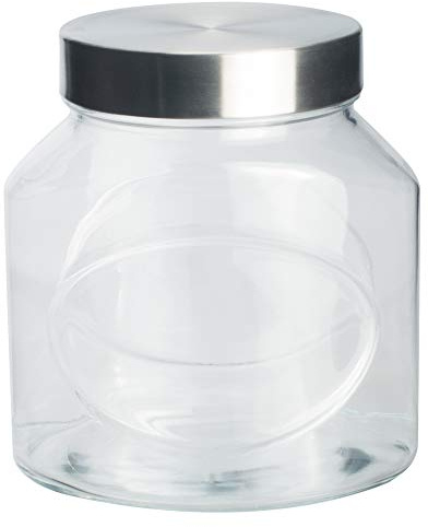 Pasabahce 80387 Elipse Vorratsdose Glas, 1.5 Liter, transparent/Edelstahl
