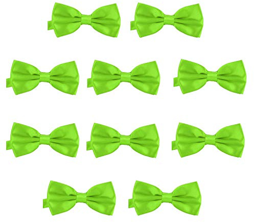 10-pack DonDon herrfluga 12 x 6 cm färdigknuten och längdjusterbar neongrön