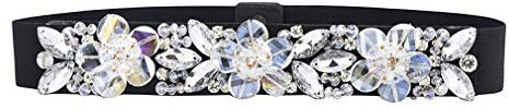 Xiang Ru 68 * 4.5CM Damen Bindegürtel Stretchgürtel Kleidergürtel Hüftgürtel Gürtel Mit Zirkonia Blume Deko Weiss