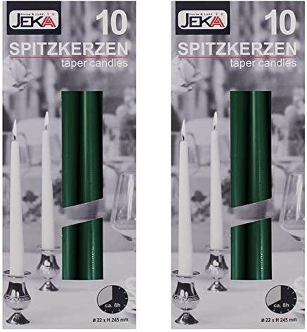Ebersbacher Kerzen 2er Pack Spitzkerzen dunkelgrün, ca. 22 x 240 mm (2 x 10 Stück)