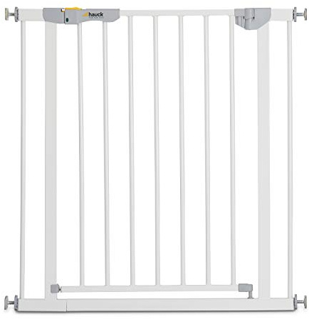 hauck Treppenschutzgitter Türschutzgitter Autoclose N Stop 2, Selbstschließend, Basisgitter ohne Verlängerung für Breiten 75 - 80 cm, ohne Bohren, Einhändiges Öffnen, Metall (White)