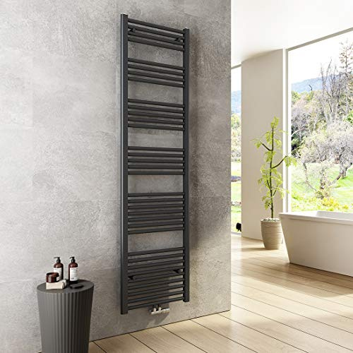 Heilmetz Handtuchtrockner 180 x 50 cm Heizkörper 739 Watt Leistung Anthrazit Bad-Heizkörper Bad Mittelanschluss Heizung Handtuchheizkörper
